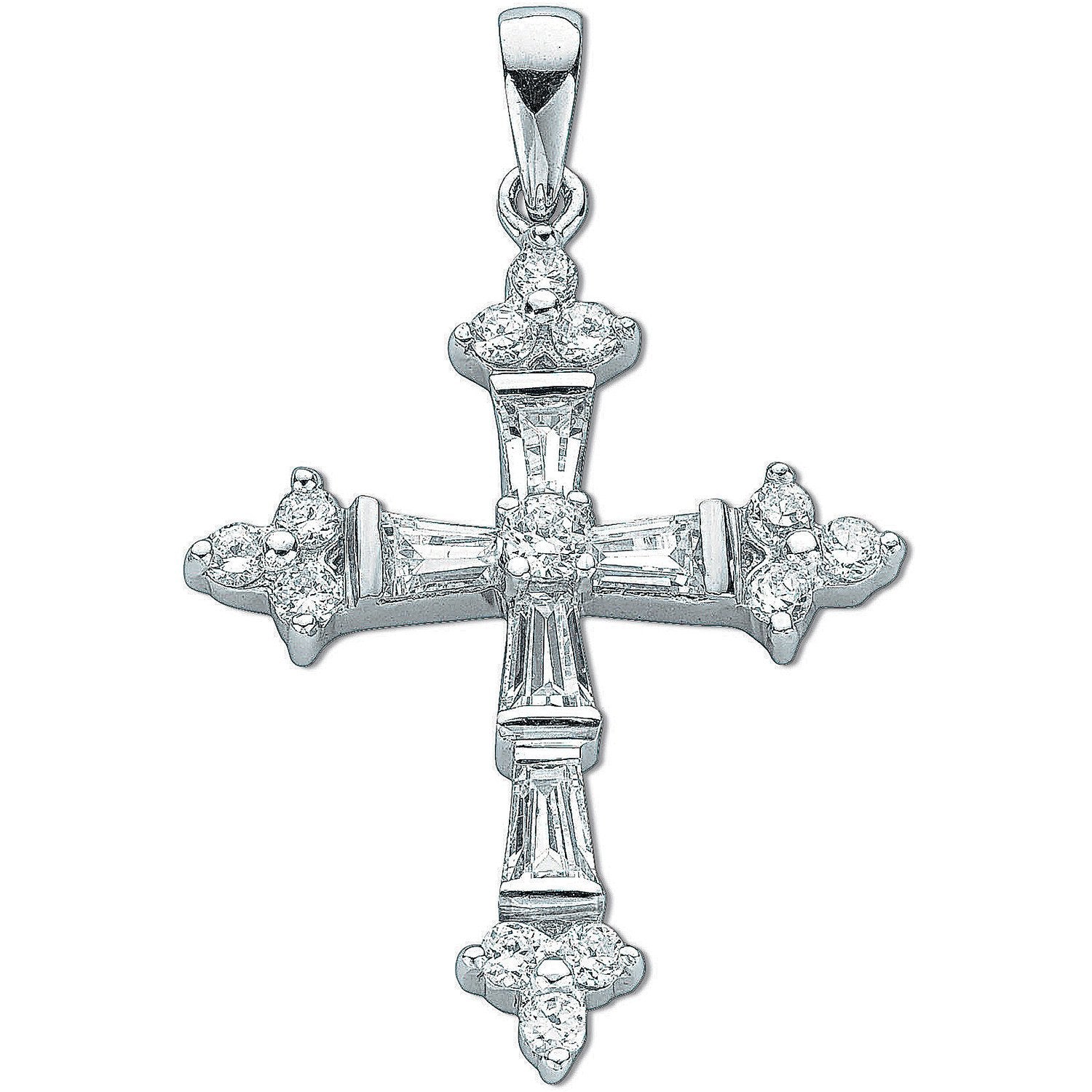 Silver Fancy Baguette Cut Cubic Zirconia Cross - Luxury Watch - Certified Authentic – Luxury Watch by Imperial Time UK